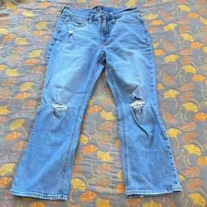 J. Crew Mid Rise Flare Crop Distressed Jeans